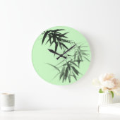 Black Bamboo Twig Große Wanduhr (Zuhause)