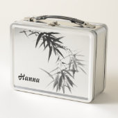 Black Bamboo Twig Metall Brotdose (Vorderseite)
