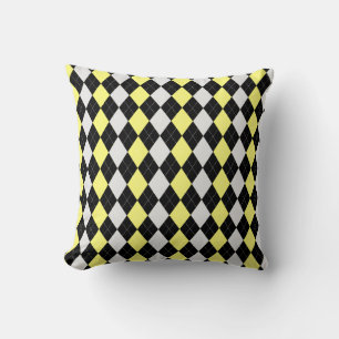 Black & BANANA YELLOW Diamonds RAUTE Muster Kissen