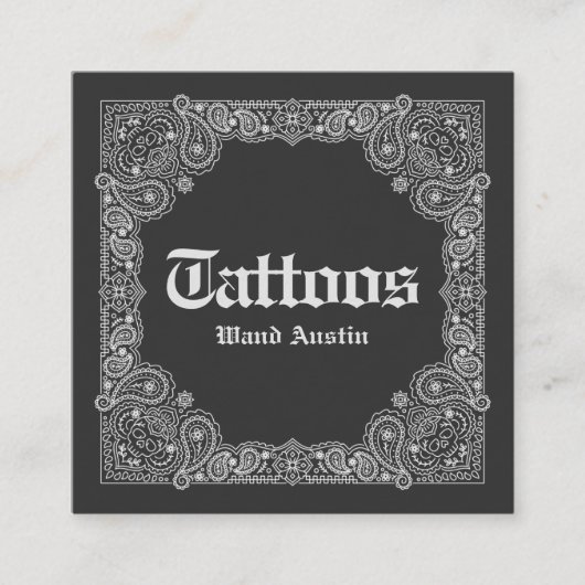 Black Bandana Paisley Tattoos Square Business Card Quadratische Visitenkarte (Vorderseite)