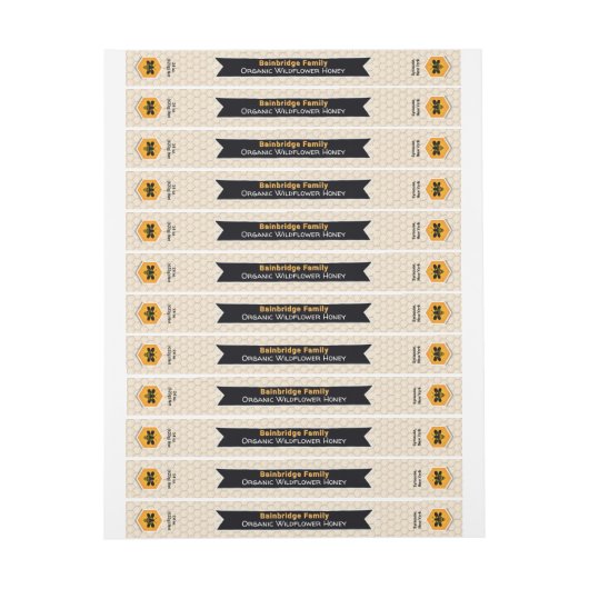 Black Banner Gold Honey Jar Tamper Proof Lid Label (Bogen)