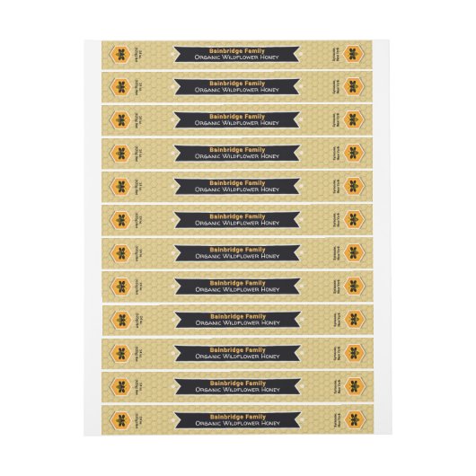Black Banner Golden Honey Jar Lid Security Label (Bogen)