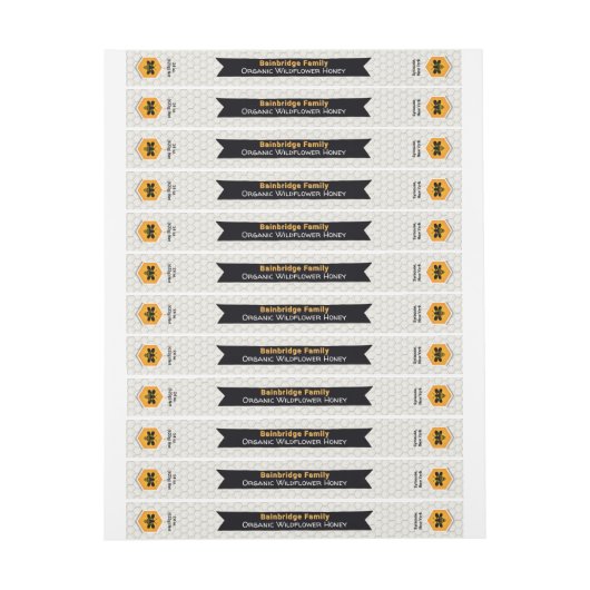 Black Banner Ivory White Honey Jar Lid Label Set (Bogen)