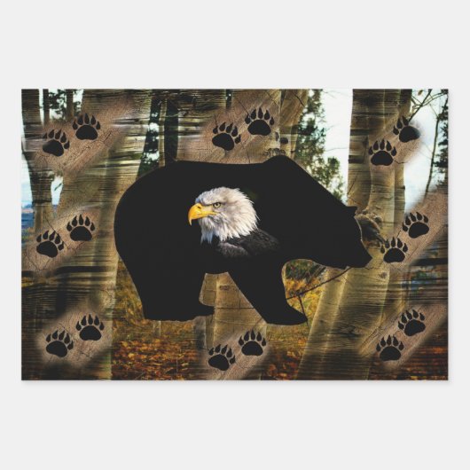 Black Bar Bald Eagle Wilderness Geschenkpapier Set (Vorderseite)