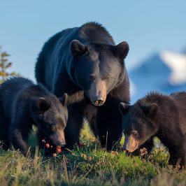 Black Bar Mama und Baby Bear Cubs Puzzle