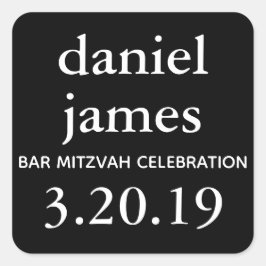 Black Bar Mitzvah Favor Tag Quadratischer Aufkleber
