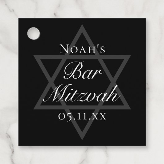 Black Bar Mitzvah Star von David Custom Party Geschenkanhänger (Vorderseite)