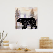 Black Bären Wall Art, Silhouette Bären Poster (Küche)