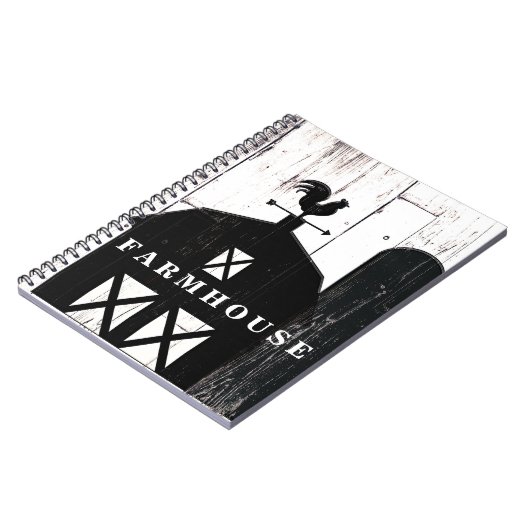 Black Barn White Wood Rustic Country Farmhouse Notizblock (Linke Seite)