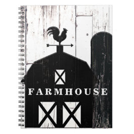 Black Barn White Wood Rustic Country Farmhouse Notizblock