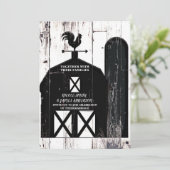 Black Barn White Wood Rustic Farmhouse Hochzeit Einladung (Stehend Vorderseite)