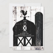 Black Barn White Wood Rustic Farmhouse Hochzeit Einladung (Rückseite)