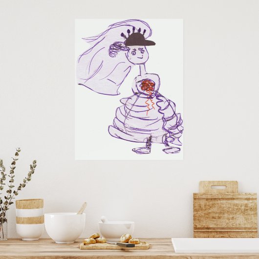 Black Baseball Cap Bride Poster (Küche)