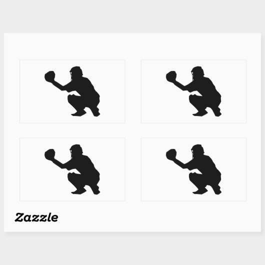 Black Baseball Catcher-Silhouette Rechteckiger Aufkleber (Blatt)