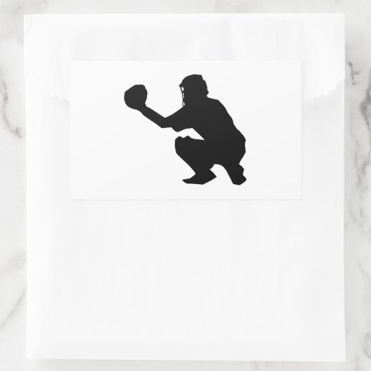 Black Baseball Catcher-Silhouette Rechteckiger Aufkleber (Tasche)