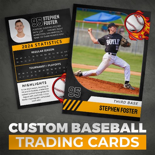 Black Baseball Trading Card mit Foto und Staaten Telefonnummerkarte