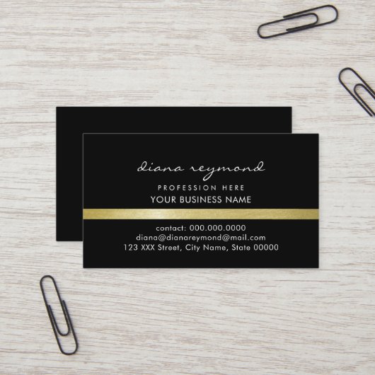 Black Basic Elegant Visitenkarte (Vorderseite/Rückseite Beispiel)