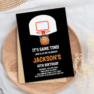 Black Basket Basketball Invitations Einladung