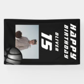 Black Basketball Ball Boy Foto Happy Birthday Banner (Horizontal)