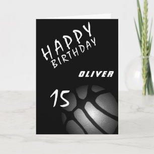Black Basketball Ball Sports Boys Happy Birthday Karte