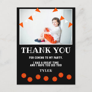 Black Basketball Birthday Foto Vielen Dank Postkarte