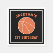 Black Basketball Birthday Napkins Serviette (Vorderseite)