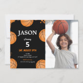 Black Basketball Foto Einladung (Vorderseite)