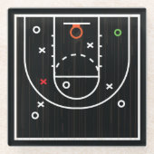 Black Basketball Sports Glass Untersetzer (Vorderseite)