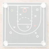 Black Basketball Sports Glass Untersetzer (Rückseite)