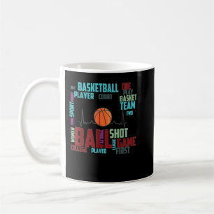Black Basketball Stuff Coach Team Red Heart Kaffeetasse