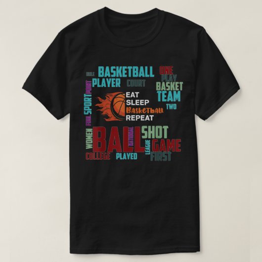 Black Basketball Trainer Team Essen Schlaf T-Shirt (Design vorne)