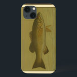 Black Bass, wir haben Green Background iPhone 13 Hülle<br><div class="desc">This piece of arwork will please any fish amateur. The painting represents on black bass swimming into green water. In this image, the brown borders makes it the perfekt decorative art piece.</div>