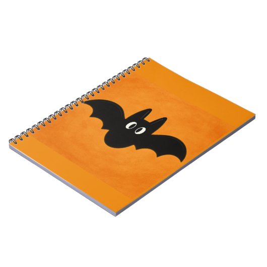 Black Bat auf Orange Background Foto Notebook Notizblock (Linke Seite)