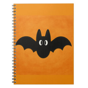 Black Bat auf Orange Background Foto Notebook Notizblock