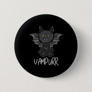 Black Bat Cat Halloween Vampire Vampurkostüm Button
