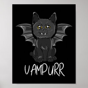 Black Bat Cat Halloween Vampire Vampurkostüm Poster