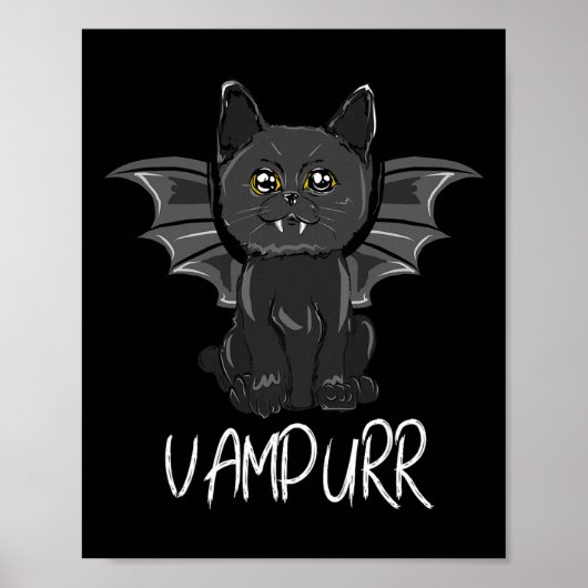 Black Bat Cat Halloween Vampire Vampurkostüm Poster (Vorne)