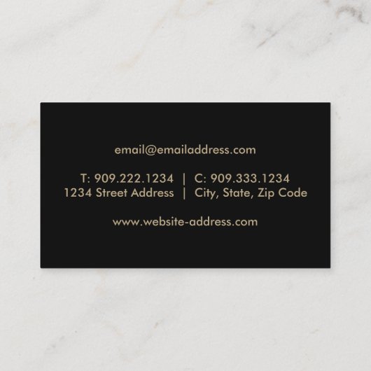 Black Bat - Imitate Gold Foil Business Card Visitenkarte (Rückseite)