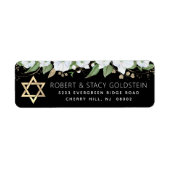 Black Bat Mitzvah Chic Gold Floral Rücksendeadress (Vorne)