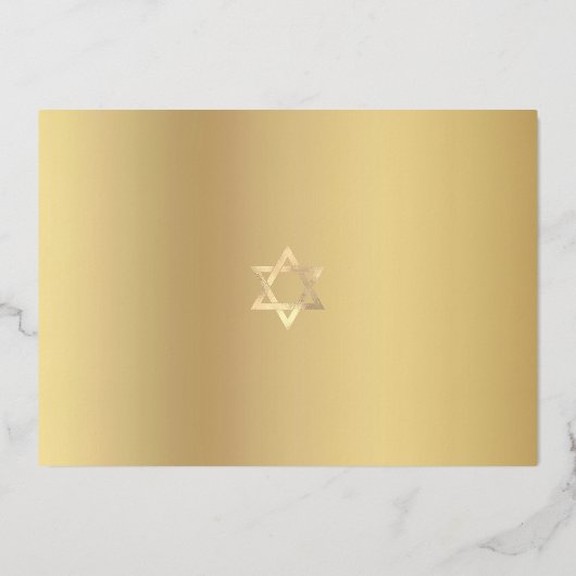 Black Bat Mitzvah Tree of Life Script Real Gold Folieneinladung (Rückseite)