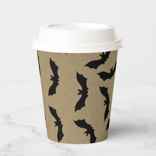 Black Bat Rustic Kraft Halloween-Party Pappbecher (Vorderseite)