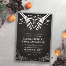 Black Bats & Skeleton Herzgoth Halloween Hochzeit