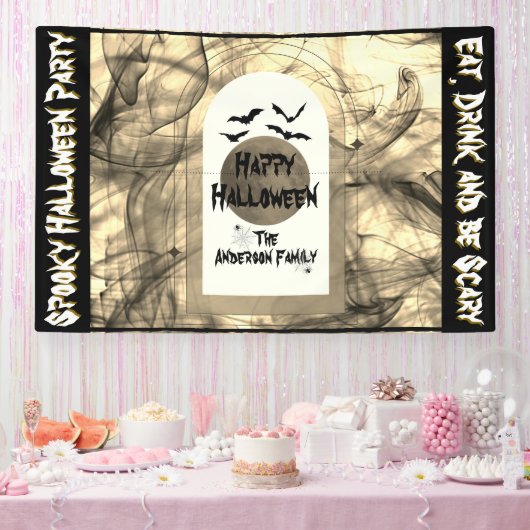 Black Bats Spider Web Vollmond glückliches Hallowe Banner (Party)