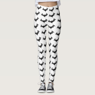 Black Bats White Leges Halloween-Kostüm Leggings