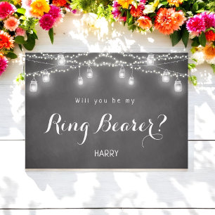 Black Be My Ring Bearer Rustic Mason Jar Einladung