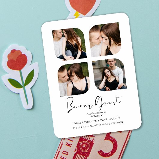 Black Be our Gast Clover Collage 4 Fotos Hochzeit Magnet