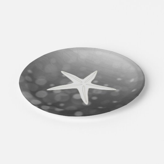 Black Beach Themed Starfish Paper-Teller Pappteller (Schrägansicht)