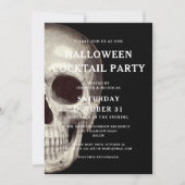 Black Beängstigend Skull Adulween Halloween Cockta Einladung (Vorderseite)