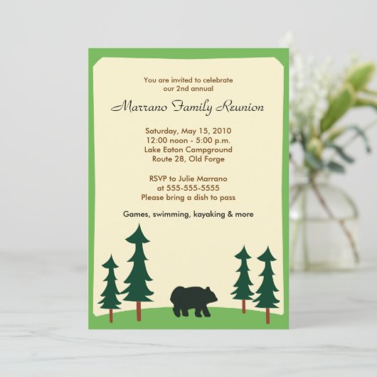 BLACK BEAR Adirondack Lodge 12x18 Party Einladung (Stehend Vorderseite)