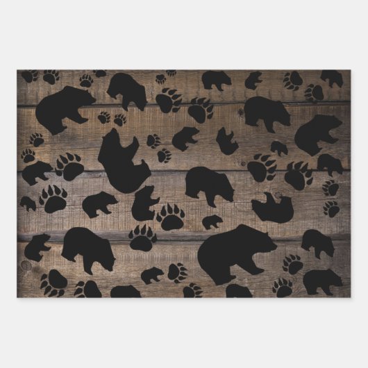 Black Bear Black Bear Paws Geschenkpapier Set (Vorderseite)